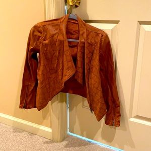 BLANK NYC snakeskin tan leather jacket